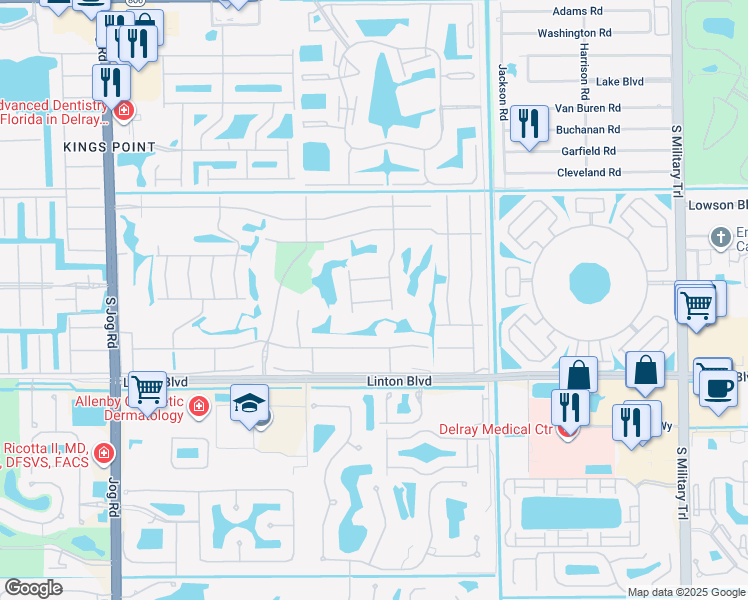 map of restaurants, bars, coffee shops, grocery stores, and more near 145 Capri East in Delray Beach