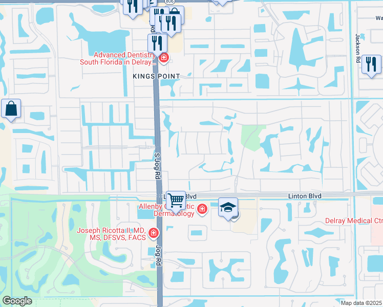 map of restaurants, bars, coffee shops, grocery stores, and more near 517 Piedmont K in Delray Beach