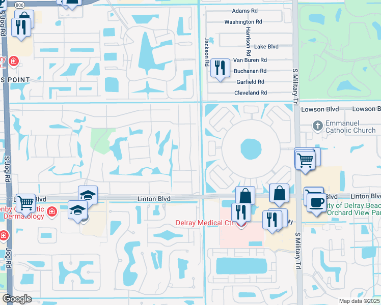 map of restaurants, bars, coffee shops, grocery stores, and more near 21 Burgundy Street in Delray Beach