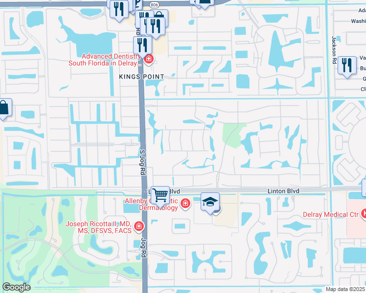 map of restaurants, bars, coffee shops, grocery stores, and more near 517 Piedmont K in Delray Beach