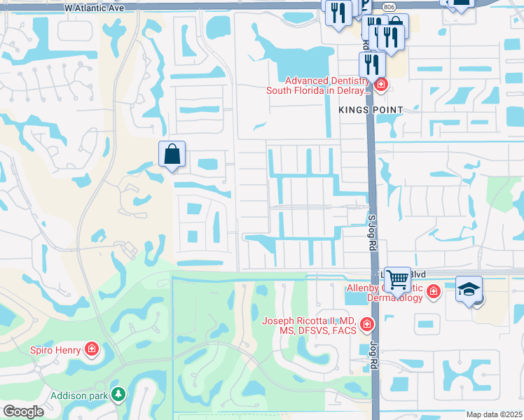 map of restaurants, bars, coffee shops, grocery stores, and more near 32 Brittany North in Delray Beach