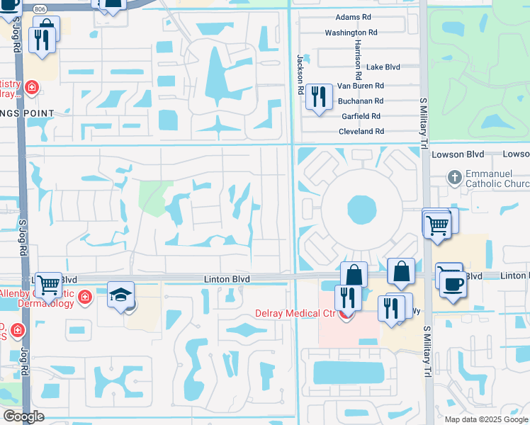 map of restaurants, bars, coffee shops, grocery stores, and more near 21 Burgundy Street in Delray Beach