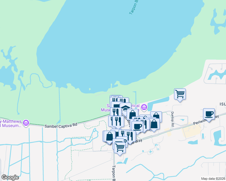 map of restaurants, bars, coffee shops, grocery stores, and more near 950 Tarpon Bay Road in Sanibel