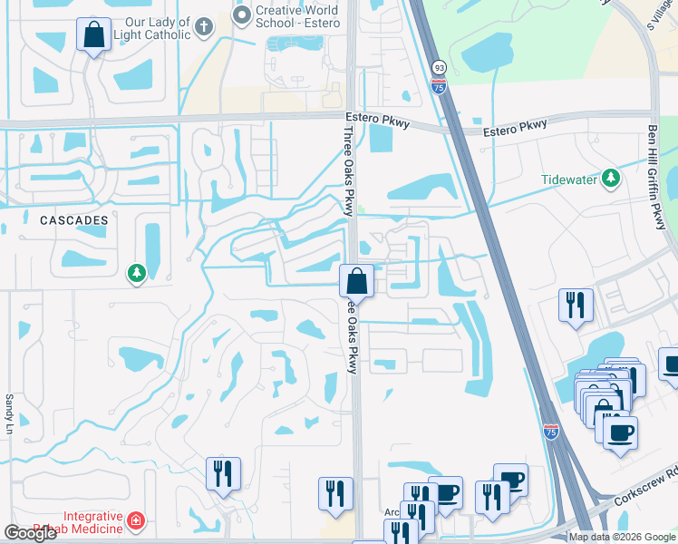 map of restaurants, bars, coffee shops, grocery stores, and more near in Estero