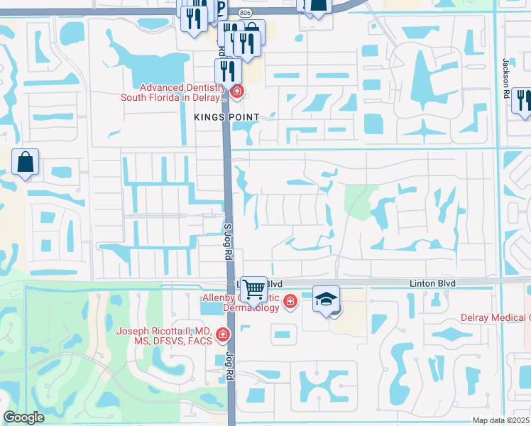 map of restaurants, bars, coffee shops, grocery stores, and more near 117 Piedmont J in Delray Beach