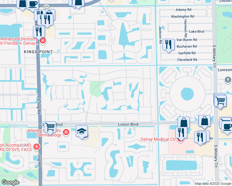 map of restaurants, bars, coffee shops, grocery stores, and more near 143 Capri B in Delray Beach