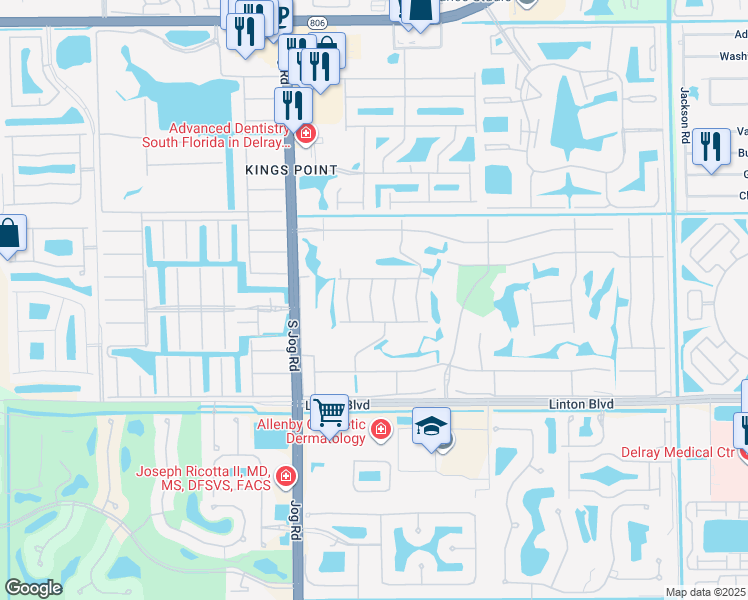 map of restaurants, bars, coffee shops, grocery stores, and more near 371 Piedmont Trail in Delray Beach