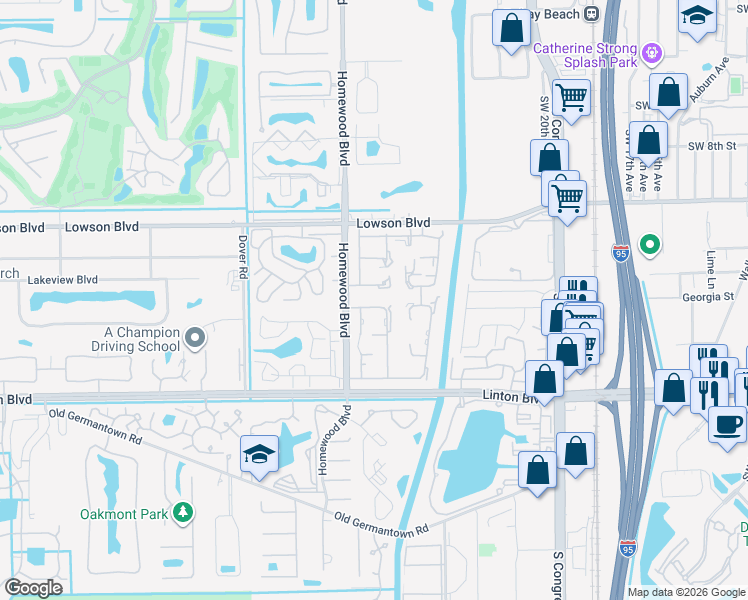 map of restaurants, bars, coffee shops, grocery stores, and more near 2500 Juniper Drive in Delray Beach