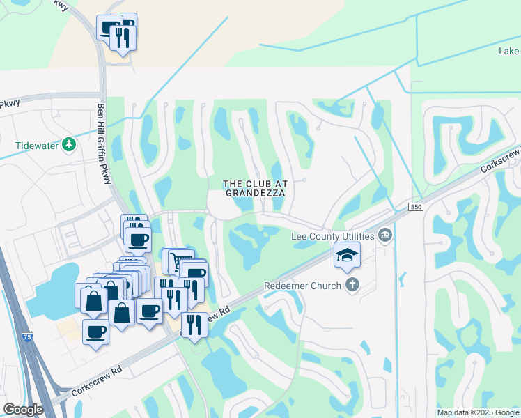 map of restaurants, bars, coffee shops, grocery stores, and more near 20091 Seagrove Street in Estero