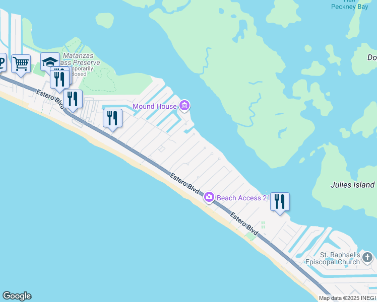 map of restaurants, bars, coffee shops, grocery stores, and more near 196 Anchorage Street in Fort Myers Beach