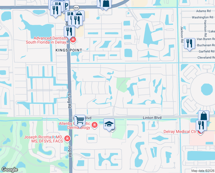 map of restaurants, bars, coffee shops, grocery stores, and more near 126 Piedmont D in Delray Beach