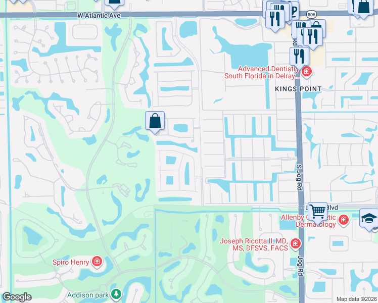 map of restaurants, bars, coffee shops, grocery stores, and more near 15955 Michelangelo Boulevard in Delray Beach