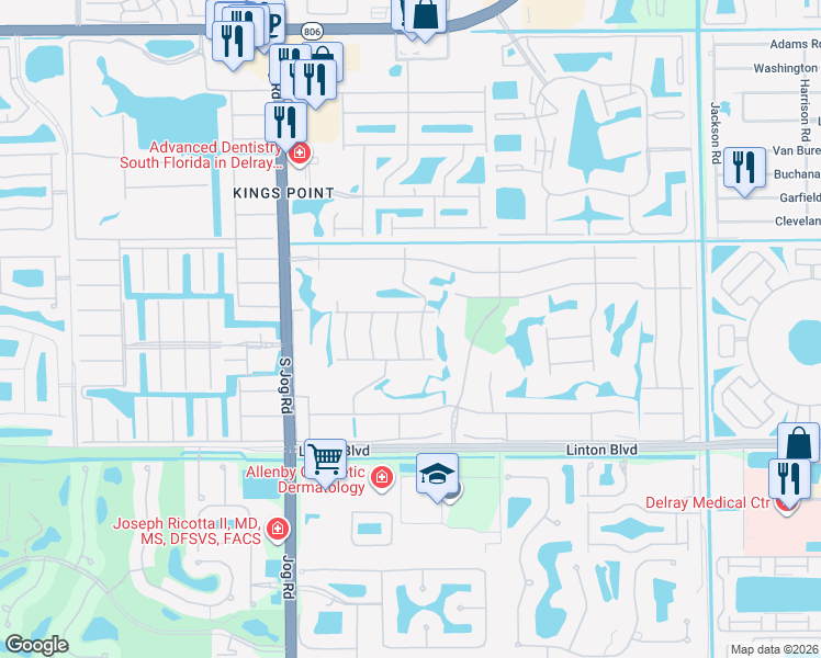 map of restaurants, bars, coffee shops, grocery stores, and more near 18 Piedmont F in Delray Beach