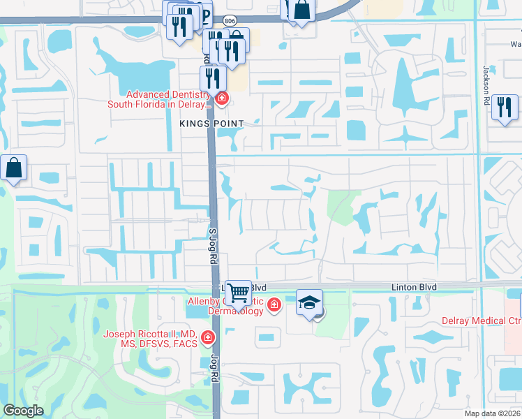 map of restaurants, bars, coffee shops, grocery stores, and more near 371 Piedmont Trail in Delray Beach