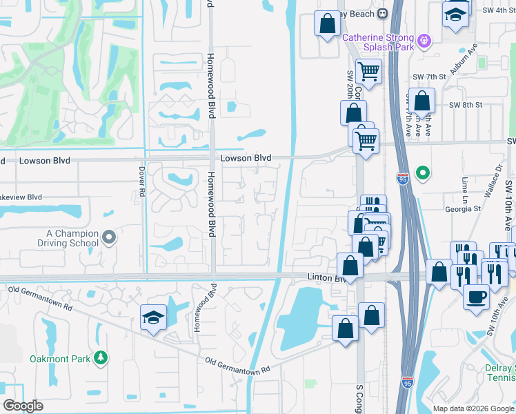 map of restaurants, bars, coffee shops, grocery stores, and more near 2251 Malayan Drive in Delray Beach