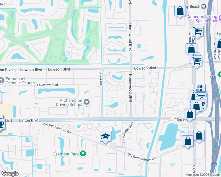 map of restaurants, bars, coffee shops, grocery stores, and more near 2843 Duke Lane in Delray Beach