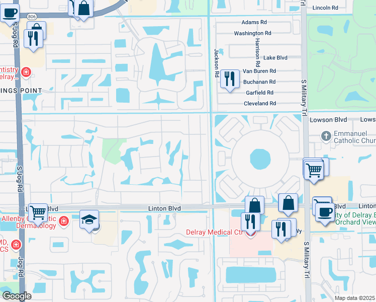 map of restaurants, bars, coffee shops, grocery stores, and more near 45 Burgundy I in Delray Beach
