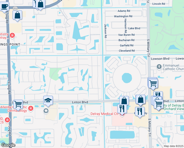map of restaurants, bars, coffee shops, grocery stores, and more near 45 Burgundy I in Delray Beach