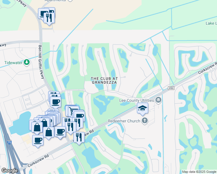map of restaurants, bars, coffee shops, grocery stores, and more near 20091 Seagrove Street in Estero