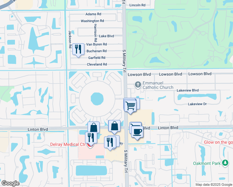 map of restaurants, bars, coffee shops, grocery stores, and more near 15741 Bottlebrush Circle in Delray Beach