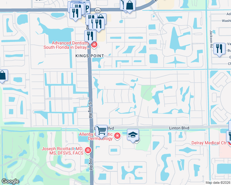 map of restaurants, bars, coffee shops, grocery stores, and more near 371 Piedmont Trail in Delray Beach