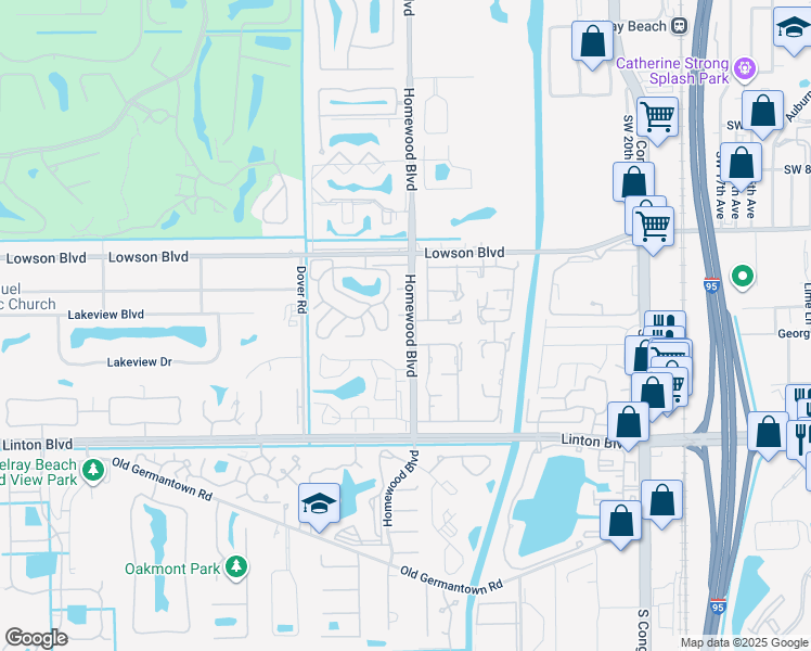map of restaurants, bars, coffee shops, grocery stores, and more near 1150 Homewood Boulevard in Delray Beach