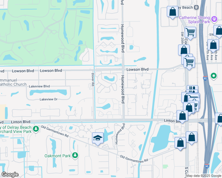 map of restaurants, bars, coffee shops, grocery stores, and more near 2707 Peer Lane in Delray Beach