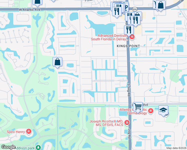 map of restaurants, bars, coffee shops, grocery stores, and more near 373 Monaco Boulevard in Delray Beach