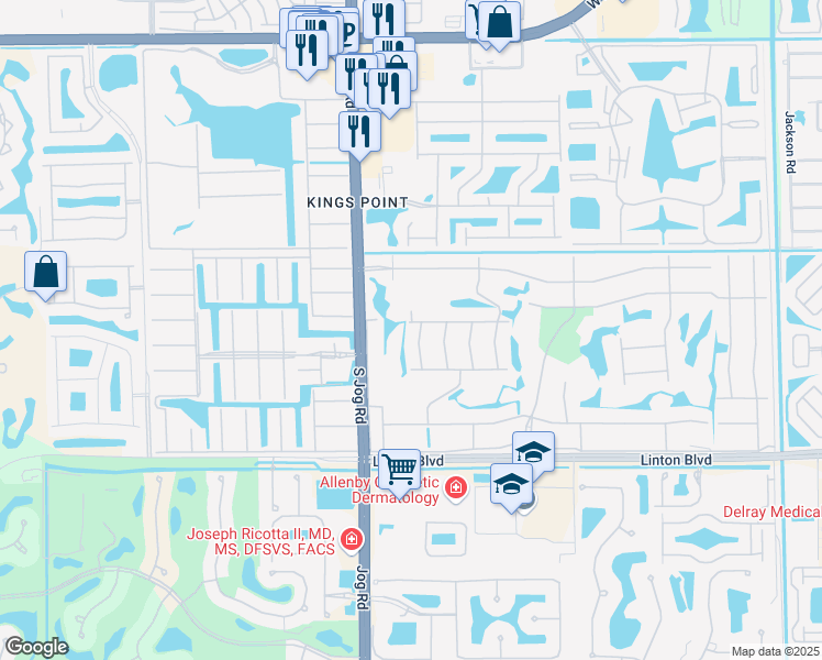map of restaurants, bars, coffee shops, grocery stores, and more near 117 Piedmont J in Delray Beach
