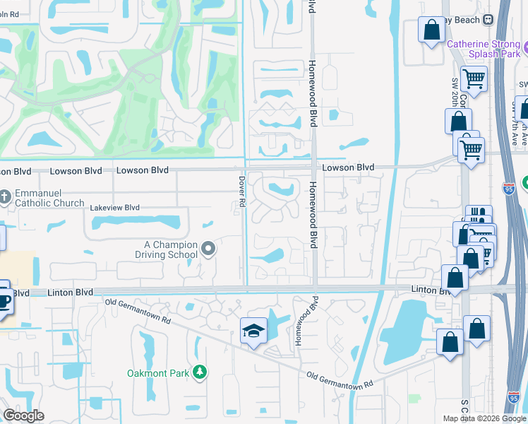 map of restaurants, bars, coffee shops, grocery stores, and more near 2830 Duke Lane in Delray Beach