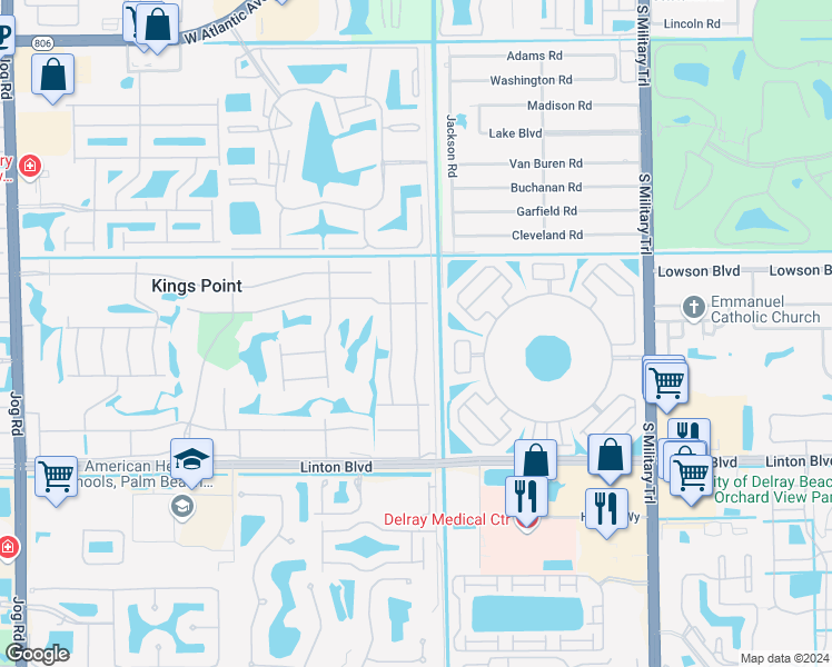 map of restaurants, bars, coffee shops, grocery stores, and more near 56 Burgundy L in Delray Beach