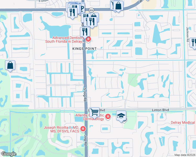 map of restaurants, bars, coffee shops, grocery stores, and more near 117 Piedmont J in Delray Beach