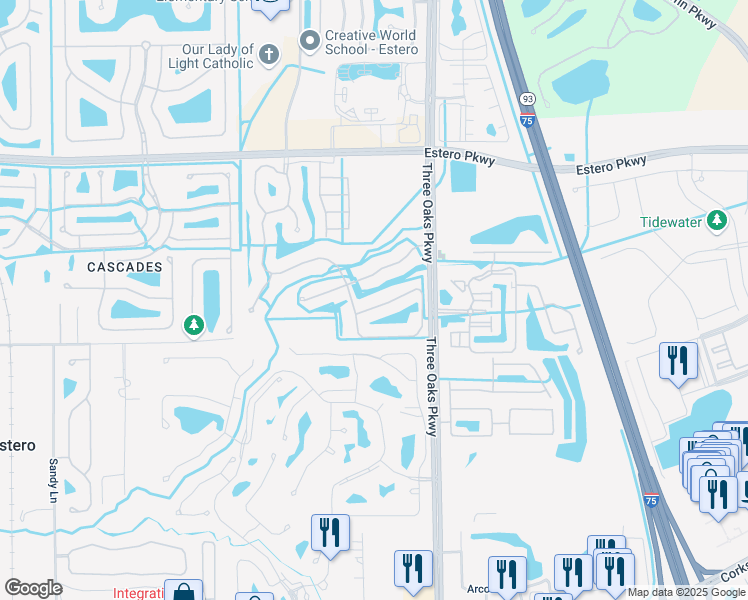map of restaurants, bars, coffee shops, grocery stores, and more near 9941 Rookery Circle in Estero