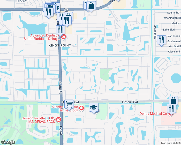 map of restaurants, bars, coffee shops, grocery stores, and more near 18 Piedmont F in Delray Beach