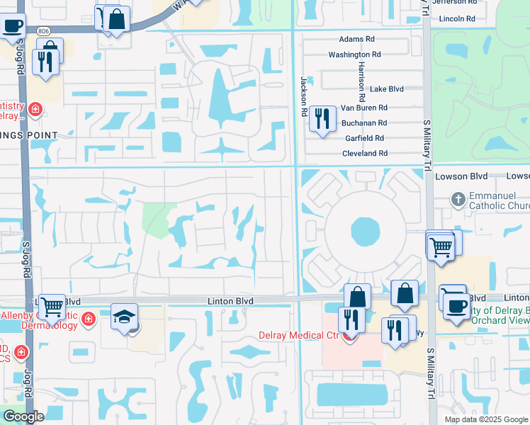map of restaurants, bars, coffee shops, grocery stores, and more near 45 Burgundy I in Delray Beach