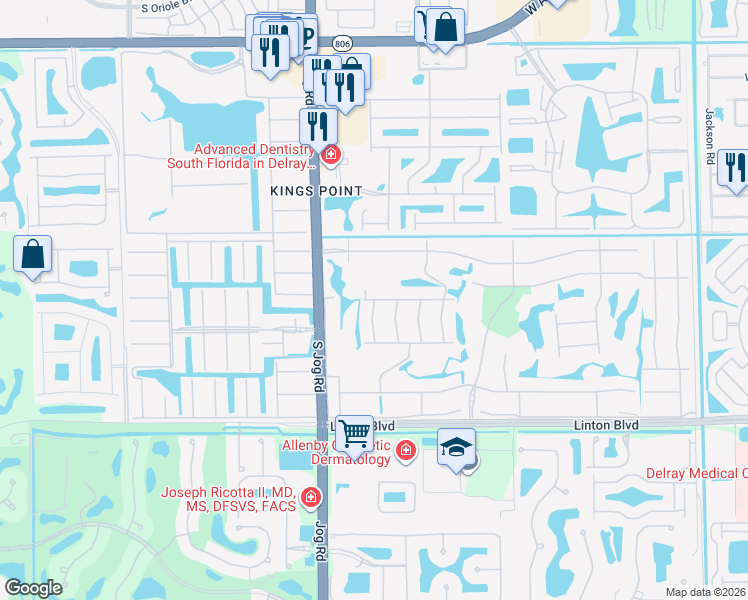 map of restaurants, bars, coffee shops, grocery stores, and more near 117 Piedmont J in Delray Beach