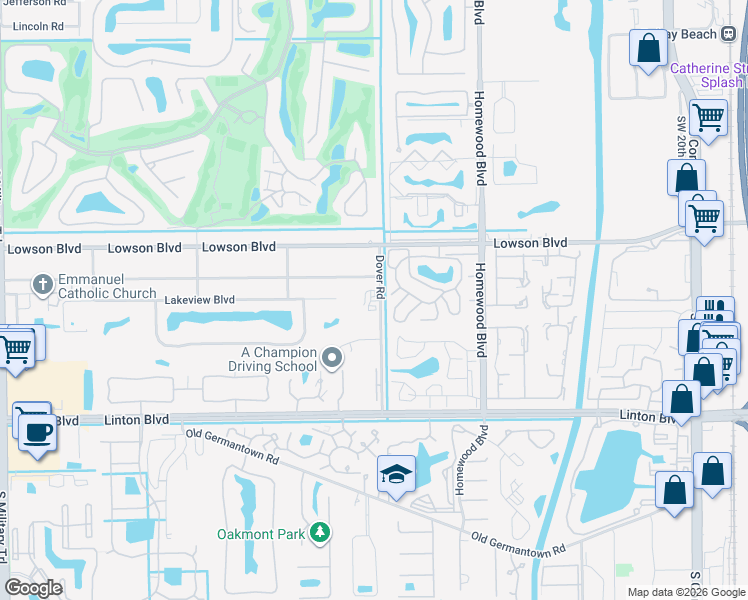 map of restaurants, bars, coffee shops, grocery stores, and more near 1200 Dover Road in Delray Beach