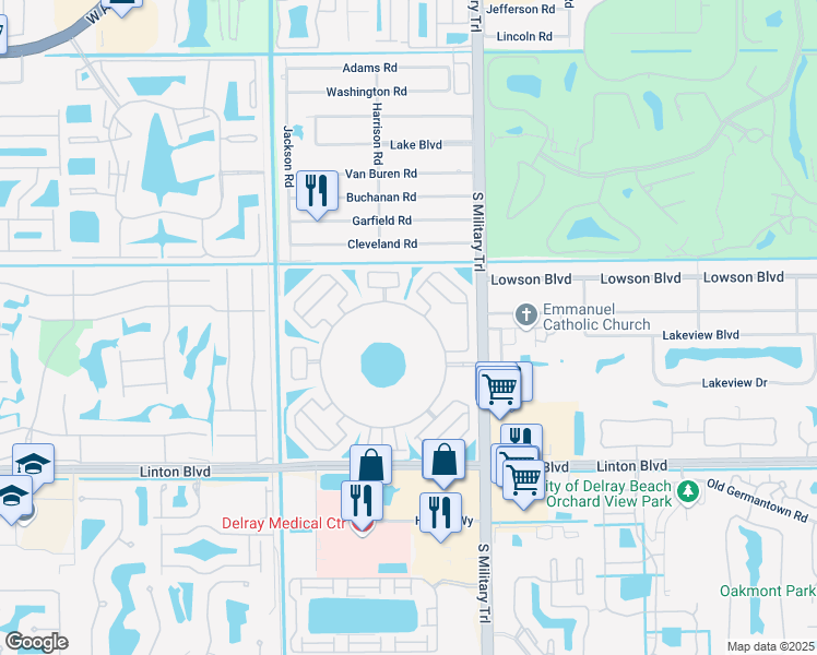 map of restaurants, bars, coffee shops, grocery stores, and more near 5130 Las Verdes Circle in Delray Beach