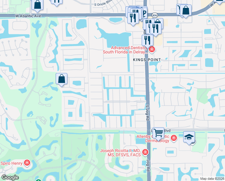 map of restaurants, bars, coffee shops, grocery stores, and more near 203 Monaco Way in Delray Beach