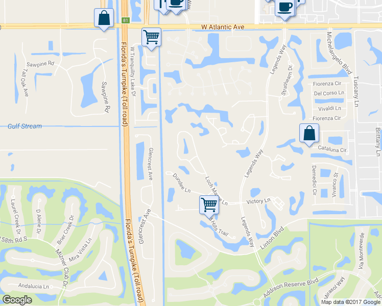 map of restaurants, bars, coffee shops, grocery stores, and more near 350 Loch Maree Lane in Delray Beach
