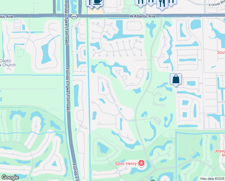 map of restaurants, bars, coffee shops, grocery stores, and more near 325 Loch Maree Lane in Delray Beach