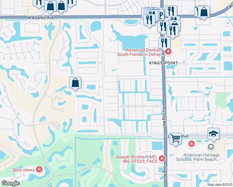 map of restaurants, bars, coffee shops, grocery stores, and more near 25 Brittany Lane in Delray Beach