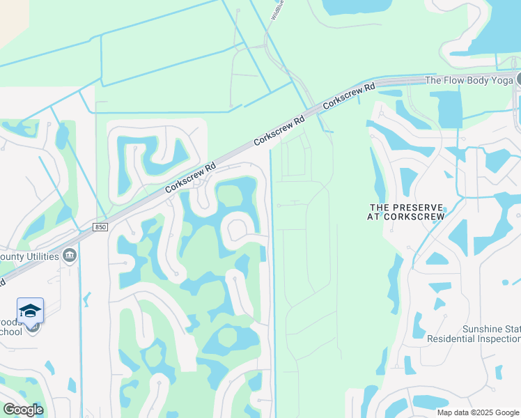 map of restaurants, bars, coffee shops, grocery stores, and more near 20667 Wildcat Run Drive in Estero