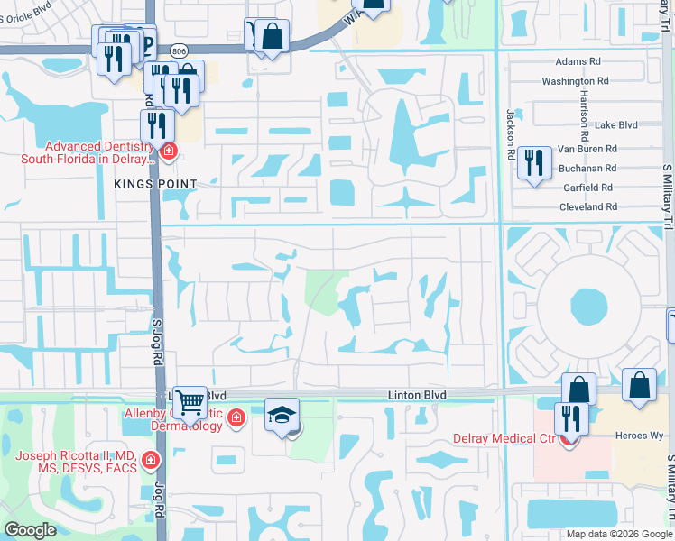 map of restaurants, bars, coffee shops, grocery stores, and more near 474 Normandy Lane in Delray Beach