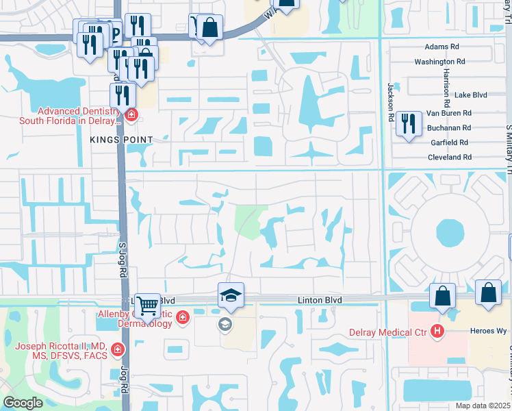 map of restaurants, bars, coffee shops, grocery stores, and more near 79 Normandy Lane in Delray Beach