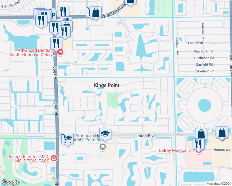 map of restaurants, bars, coffee shops, grocery stores, and more near 79 Normandy Lane in Delray Beach