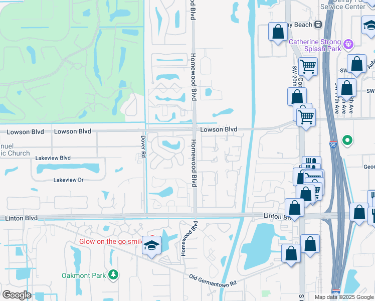 map of restaurants, bars, coffee shops, grocery stores, and more near 1021 Flame Vine Avenue in Delray Beach