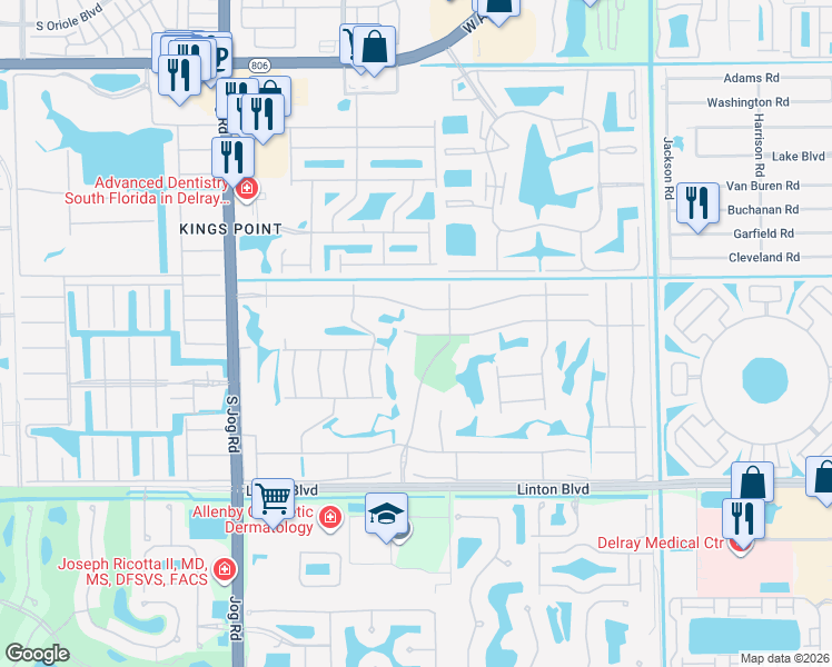 map of restaurants, bars, coffee shops, grocery stores, and more near 79 Normandy Lane in Delray Beach