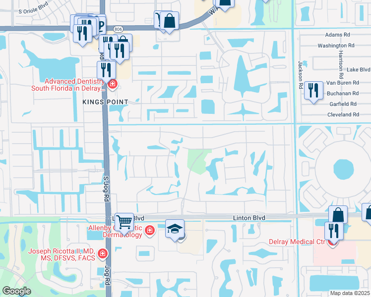 map of restaurants, bars, coffee shops, grocery stores, and more near in Kings Point