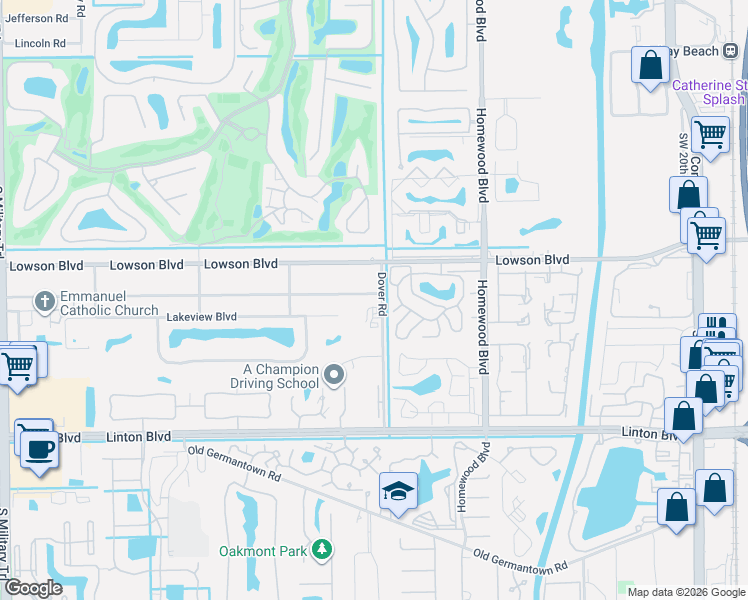 map of restaurants, bars, coffee shops, grocery stores, and more near 3001 Sherwood Boulevard in Delray Beach